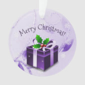 Paars kerstcadeautje Ornament (voorkant)