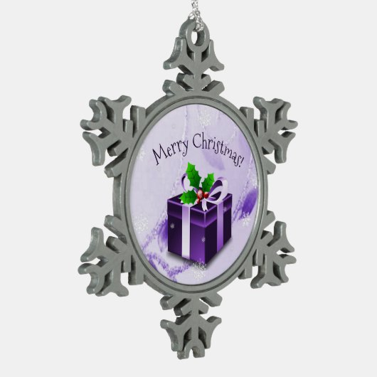 Paars kerstcadeautje Ornament (Links)