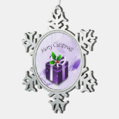 Paars kerstcadeautje Ornament (Rechts)