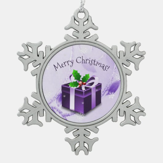 Paars kerstcadeautje Ornament (Voorkant)
