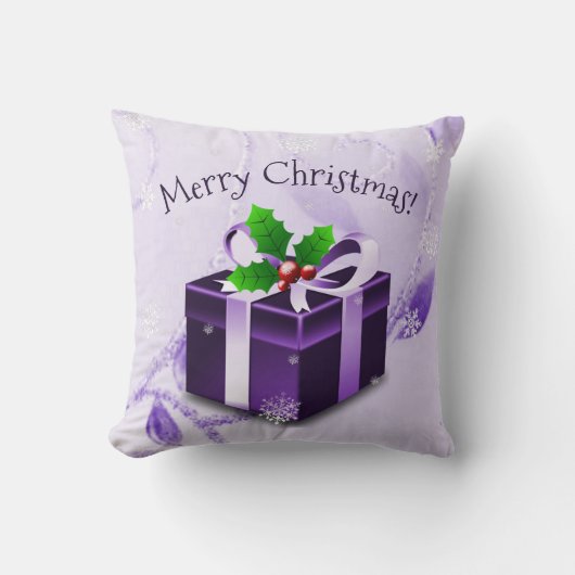 Paars kerstcadeautje Sierkussen (Voorkant)