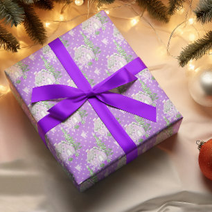 Paars Kersthuisje van Peperkoek Holiday Cadeaupapier