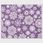 Paars kerstinpakpapier met snowflake patroon cadeaupapier (Vlak)