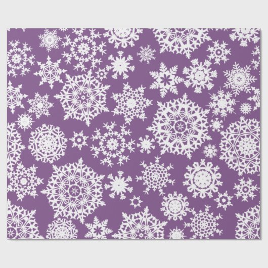 Paars kerstinpakpapier met snowflake patroon cadeaupapier (Vlak)