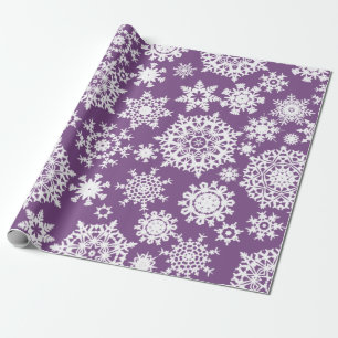 Paars kerstinpakpapier met snowflake patroon cadeaupapier