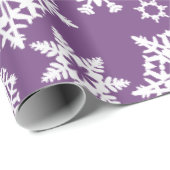 Paars kerstinpakpapier met snowflake patroon cadeaupapier (Rol Hoek)