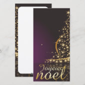 Paars kerstmotief met gouden kerstboom feestdagenkaart (Voorkant / Achterkant)