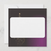 Paars kerstmotief met gouden kerstboom kaart (Achterkant)