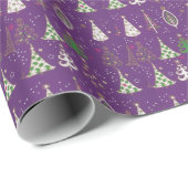 Paars kerstpapier cadeaupapier (Rol Hoek)