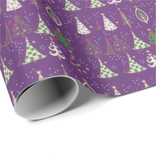 Paars kerstpapier cadeaupapier (Rol Hoek)