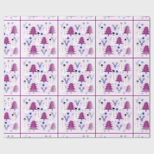 Paars kerstpapier cadeaupapier (Vlak)