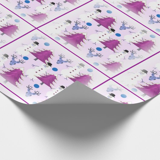 Paars kerstpapier cadeaupapier (Hoek)
