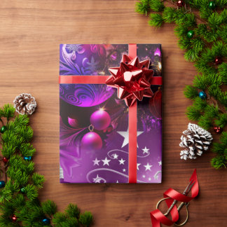 Paars kerstpapier cadeaupapier