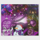 Paars kerstpapier cadeaupapier (Vlak)