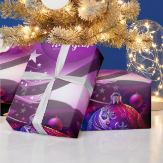 Paars kerstpapier cadeaupapier