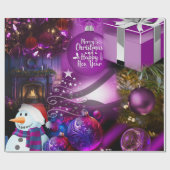 Paars kerstpapier cadeaupapier (Vlak)