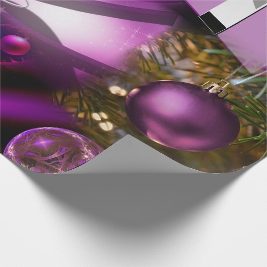 Paars kerstpapier cadeaupapier (Hoek)
