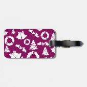 Paars kerstpatroon bagagelabel (Achterkant horizontaal)