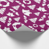 Paars kerstpatroon cadeaupapier (Hoek)
