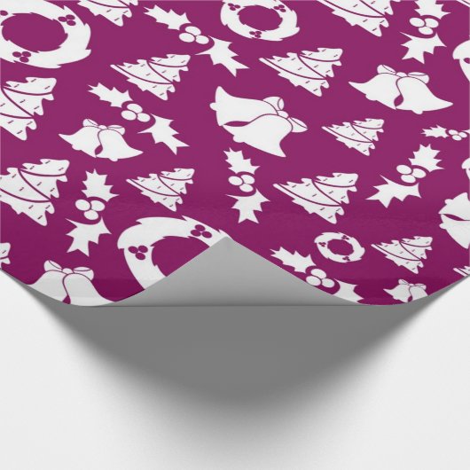 Paars kerstpatroon cadeaupapier (Hoek)