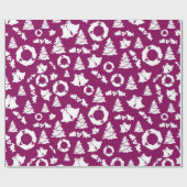 Paars kerstpatroon cadeaupapier (Vlak)