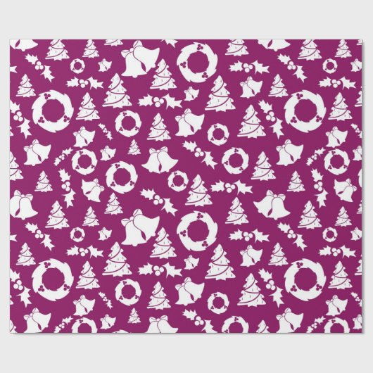 Paars kerstpatroon cadeaupapier (Vlak)