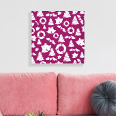 Paars kerstpatroon canvas afdruk (Insitu (Woonkamer))
