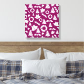 Paars kerstpatroon canvas afdruk (Insitu (Slaapkamer))