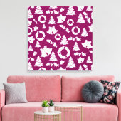 Paars kerstpatroon canvas afdruk (Insitu (Woonkamer))