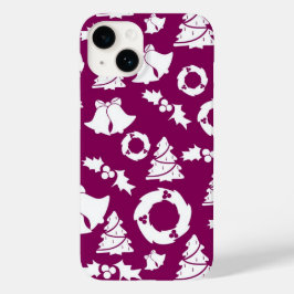 Paars kerstpatroon Case-Mate iPhone 14 hoesje