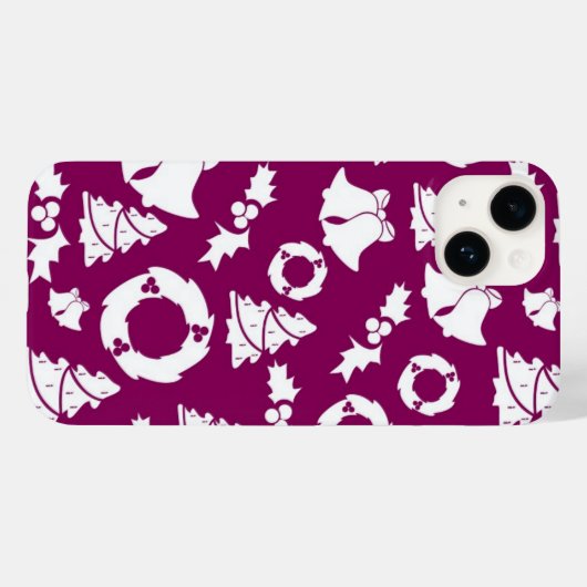 Paars kerstpatroon Case-Mate iPhone case (Achterkant (horizontaal))
