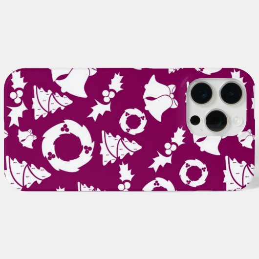 Paars kerstpatroon Case-Mate iPhone case (Achterkant (horizontaal))