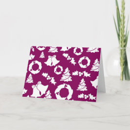 Paars kerstpatroon feestdagen kaart