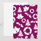 Paars kerstpatroon feestdagenkaart (Voorkant / Achterkant)