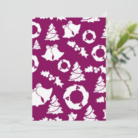 Paars kerstpatroon feestdagenkaart (Staand voorkant)