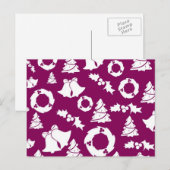 Paars kerstpatroon feestdagenkaart (Voorkant / Achterkant)
