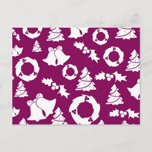 Paars kerstpatroon feestdagenkaart (Voorkant)