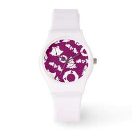Paars kerstpatroon horloge