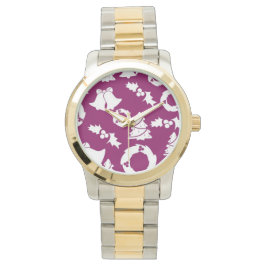 Paars kerstpatroon horloge