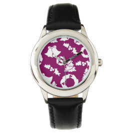 Paars kerstpatroon horloge