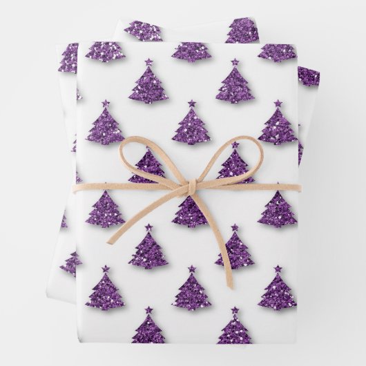 Paars kerstpatroon inpakpapier vel (In situ)