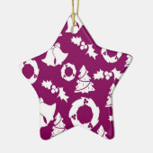 Paars kerstpatroon keramisch ornament (Links)