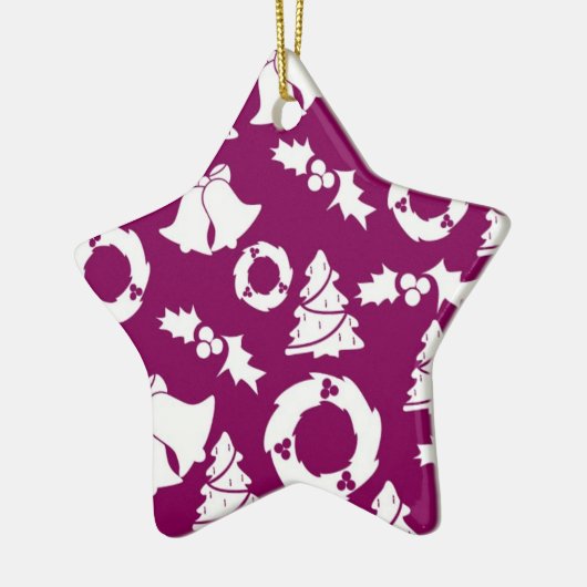 Paars kerstpatroon keramisch ornament (Links)