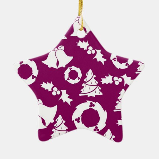 Paars kerstpatroon keramisch ornament (Achterkant)