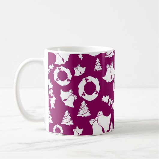 Paars kerstpatroon koffiemok (Links)