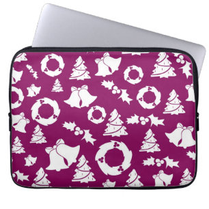 Paars kerstpatroon laptop sleeve