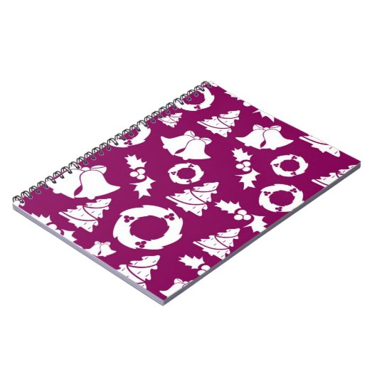 Paars kerstpatroon notitieboek (Linkerzijde)