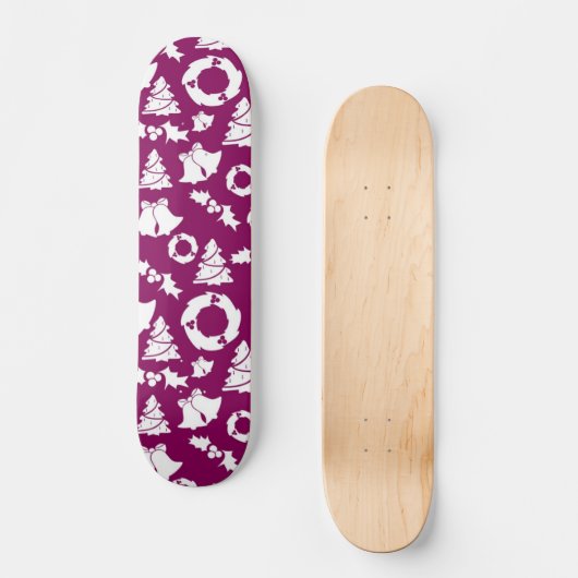 Paars kerstpatroon persoonlijk skateboard (Voorkant)
