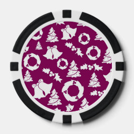 Paars kerstpatroon poker chips