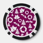 Paars kerstpatroon poker chips (Achterkant)
